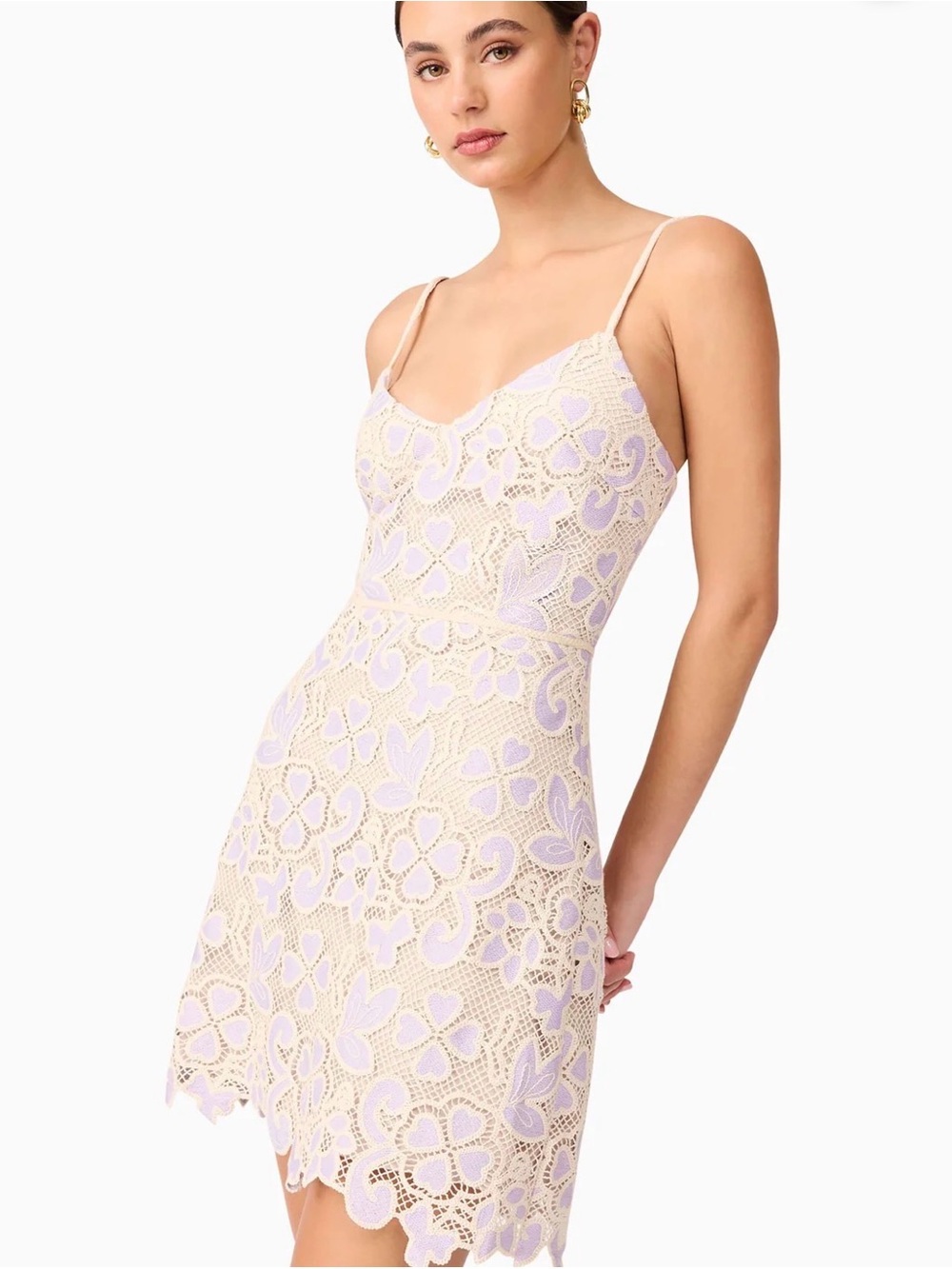 ELLIAT|| Jasmine Crochet Mini Dress in Purple & Beige Size M Still online